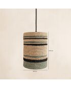 Suspension en Jonc de Mer Barbade naturel/vert - 19x28 cm