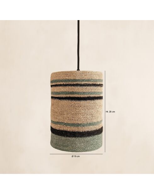 Suspension en Jonc de Mer Barbade naturel/vert - 19x28 cm