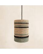 Suspension en Jonc de Mer Barbade naturel/vert - 19x28 cm