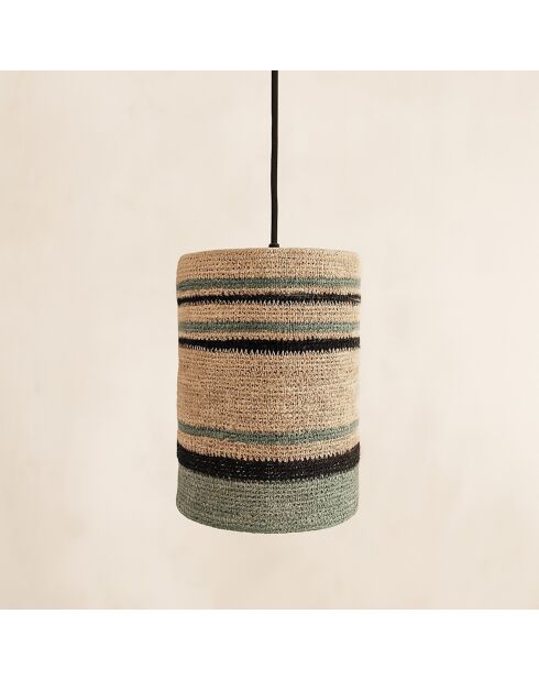 Suspension en Jonc de Mer Barbade naturel/vert - 19x28 cm