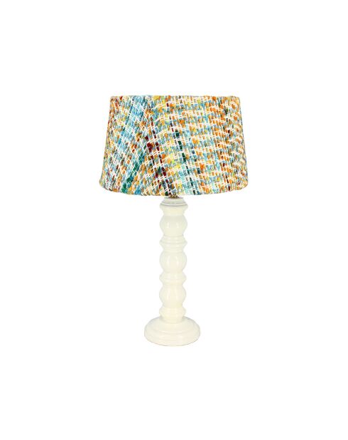 Lampe à poser abat-jour en Tweed Romy blanche - 12.5x13x51 cm