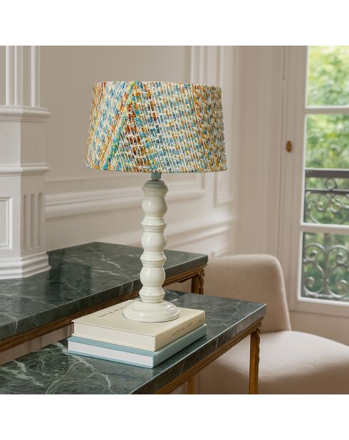 Lampe à poser abat-jour en Tweed Romy blanche - 12.5x13x51 cm