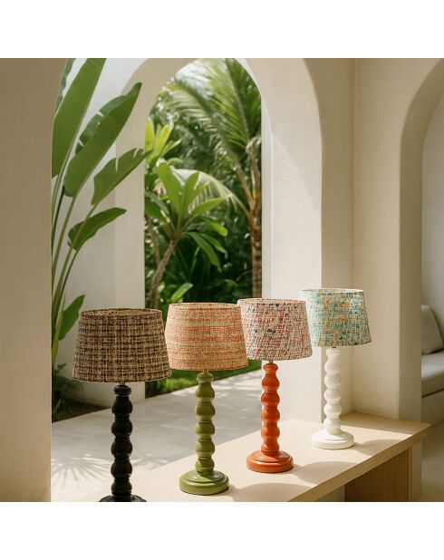 Lampe à poser abat-jour en Tweed Romy blanche - 12.5x13x51 cm