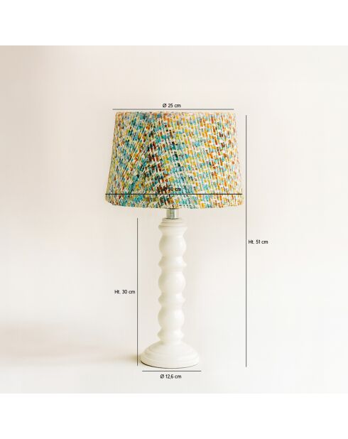 Lampe à poser abat-jour en Tweed Romy blanche - 12.5x13x51 cm