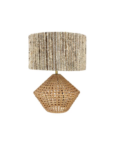 Lampe à poser en Rotin & Tweed fait main Lina naturelle - 36x36x48.5 cm