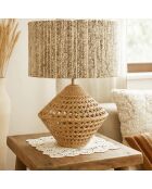 Lampe à poser en Rotin & Tweed fait main Lina naturelle - 36x36x48.5 cm
