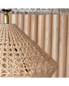 Lampe à poser en Rotin & Tweed fait main Lina naturelle - 36x36x48.5 cm