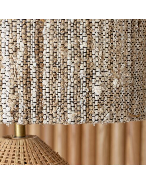 Lampe à poser en Rotin & Tweed fait main Lina naturelle - 36x36x48.5 cm