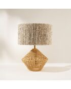 Lampe à poser en Rotin & Tweed fait main Lina naturelle - 36x36x48.5 cm