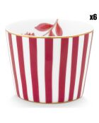 6 Coquetiers en Porcelaine Royal Stripes roses - D.4 cm
