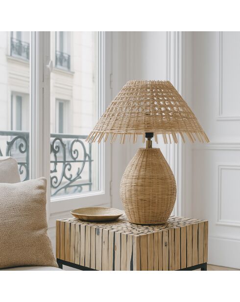 Lampe à poser en Rotin tréssé main Joyce naturelle - 40x44 cm