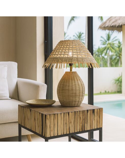 Lampe à poser en Rotin tréssé main Joyce naturelle - 40x44 cm