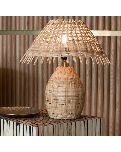 Lampe à poser en Rotin tréssé main Joyce naturelle - 40x44 cm