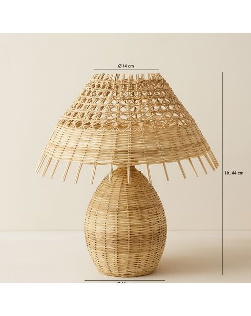 Lampe à poser en Rotin tréssé main Joyce naturelle - 40x44 cm