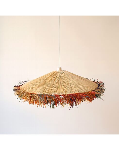 Suspension en Raphia avec franges Belaga naturelle - D.70x12 cm
