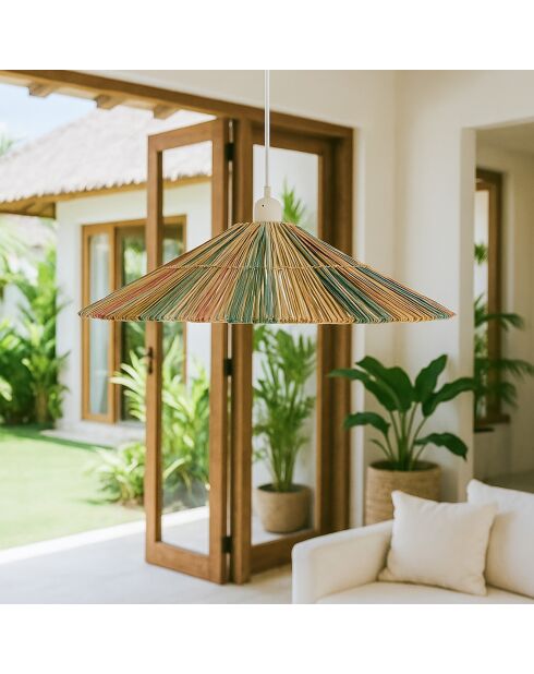 Suspension en Raphia fait main Jolo multicolore - D.70x12 cm