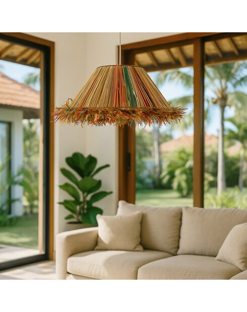 Suspension en Raphia avec franges Jolo multicolore - D.60x20 cm