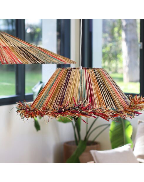 Suspension en Raphia avec franges Jolo multicolore - D.60x20 cm