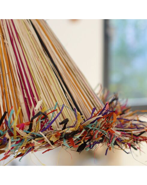 Suspension en Raphia avec franges Jolo multicolore - D.60x20 cm