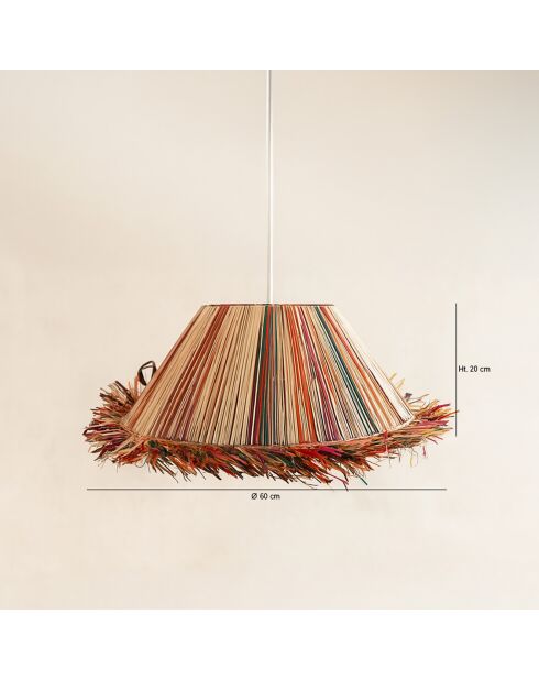 Suspension en Raphia avec franges Jolo multicolore - D.60x20 cm
