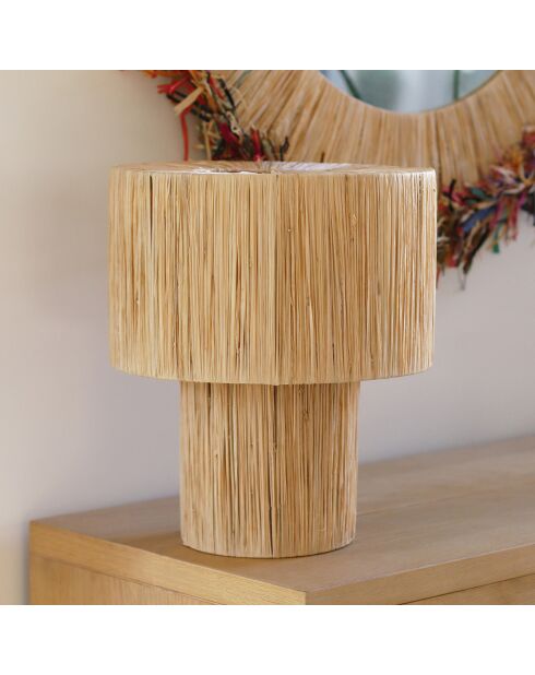 Lampe à poser en Raphia fait main El Nido naturelle - D.30xH.35 cm