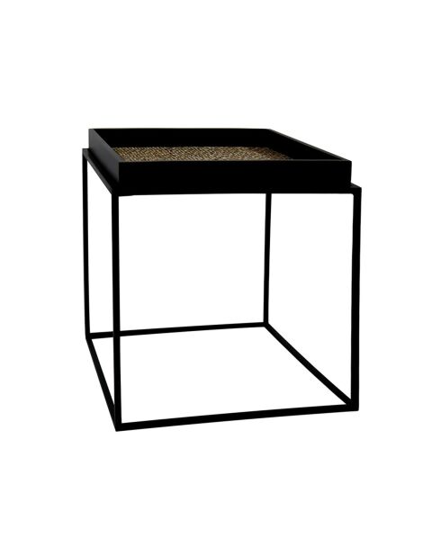 Table d'appoint en noix de coco lamai noir/brique - 40x40x45 cm