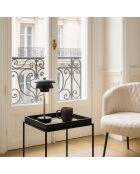 Table d'appoint en noix de coco lamai noir/brique - 40x40x45 cm