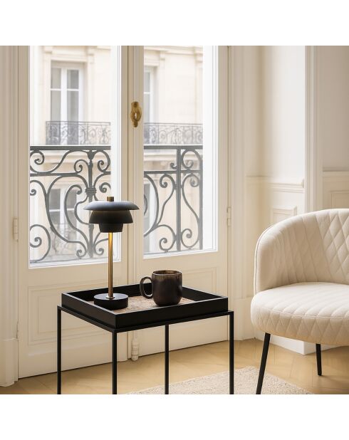 Table d'appoint en noix de coco lamai noir/brique - 40x40x45 cm