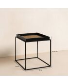 Table d'appoint en noix de coco lamai noir/brique - 40x40x45 cm