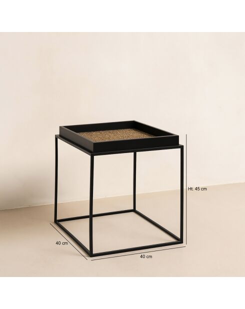 Table d'appoint en noix de coco lamai noir/brique - 40x40x45 cm