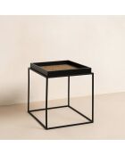 Table d'appoint en noix de coco lamai noir/brique - 40x40x45 cm