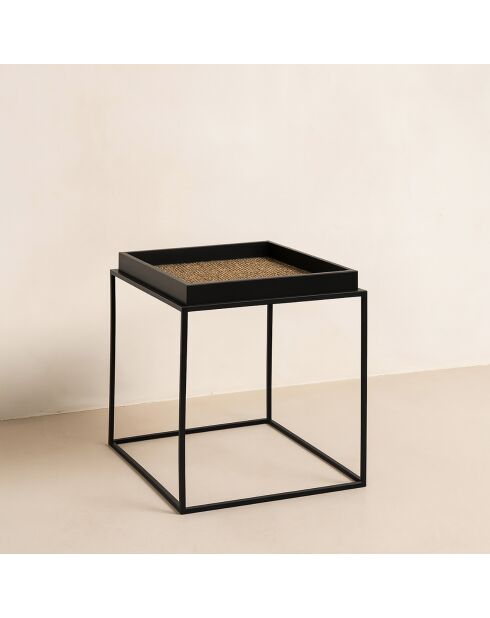 Table d'appoint en noix de coco lamai noir/brique - 40x40x45 cm