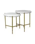 2 Tables basses effet marbre shiap blanches - 40x40 cm