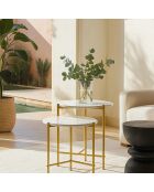 2 Tables basses effet marbre shiap blanches - 40x40 cm