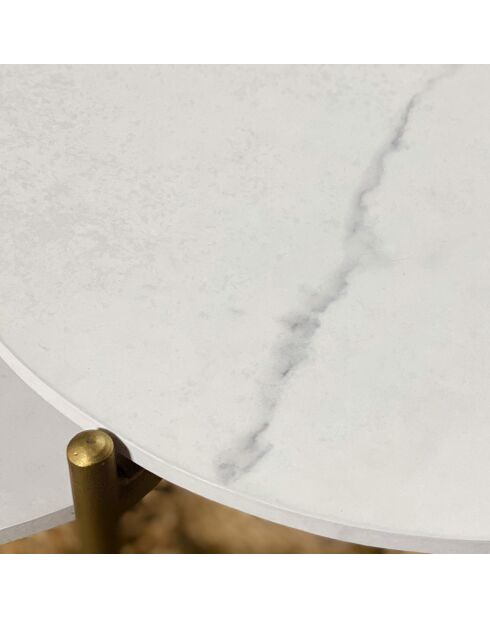 2 Tables basses effet marbre shiap blanches - 40x40 cm