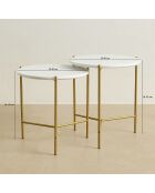 2 Tables basses effet marbre shiap blanches - 40x40 cm