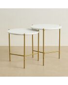 2 Tables basses effet marbre shiap blanches - 40x40 cm