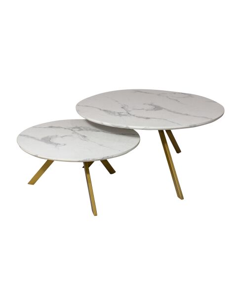 2 Tables basses effet marbre hoxton blanches
