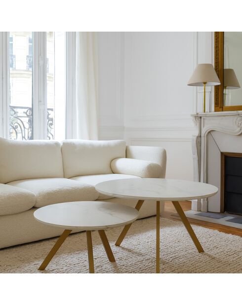 2 Tables basses effet marbre hoxton blanches