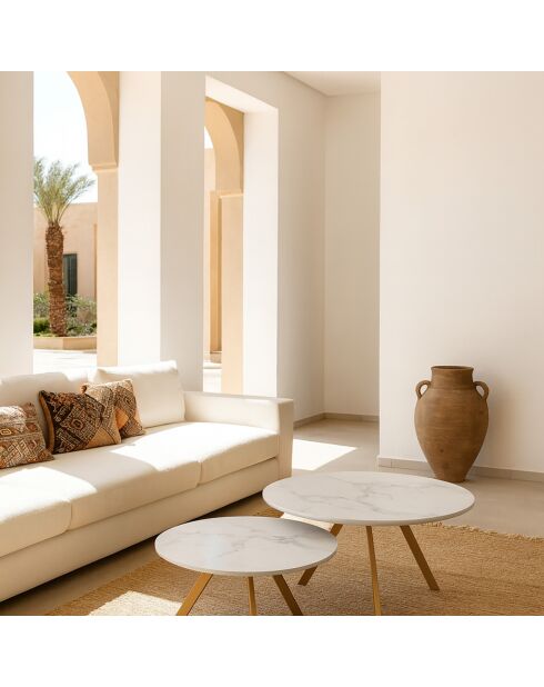 2 Tables basses effet marbre hoxton blanches