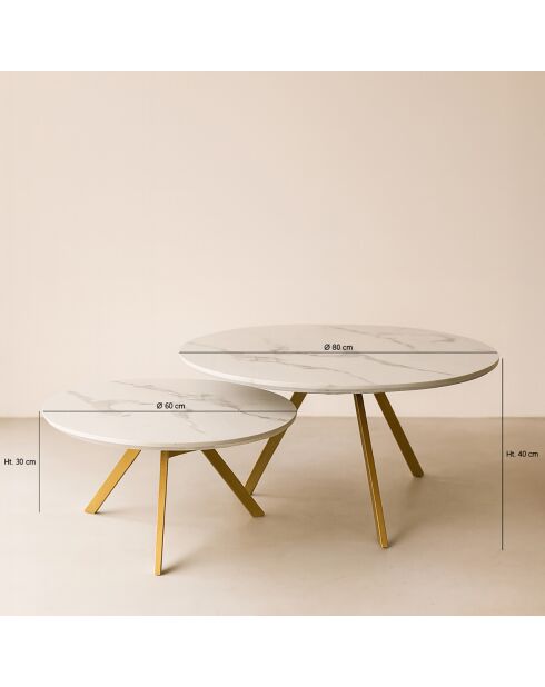 2 Tables basses effet marbre hoxton blanches