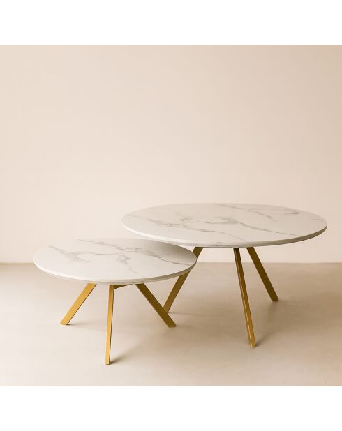 2 Tables basses effet marbre hoxton blanches