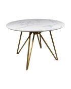 Table effet marbre hoxton blanche - D.100xH.76 cm