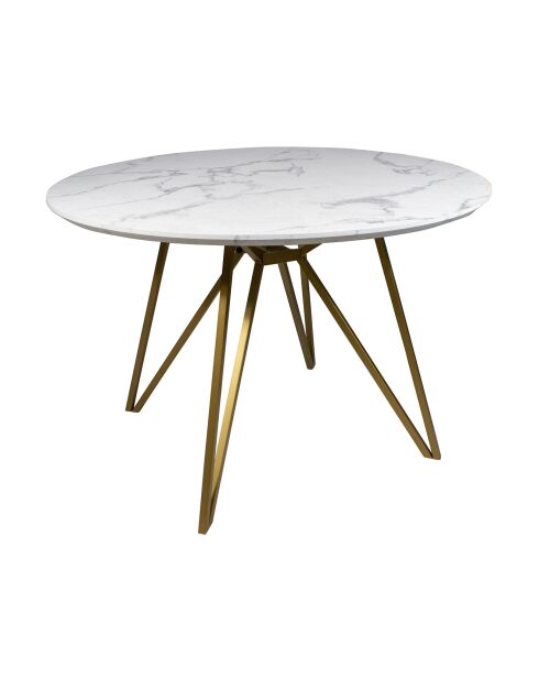 Table effet marbre hoxton blanche - D.100xH.76 cm