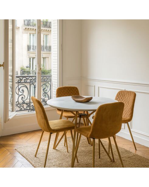 Table effet marbre hoxton blanche - D.100xH.76 cm