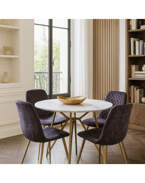 Table effet marbre hoxton blanche - D.100xH.76 cm