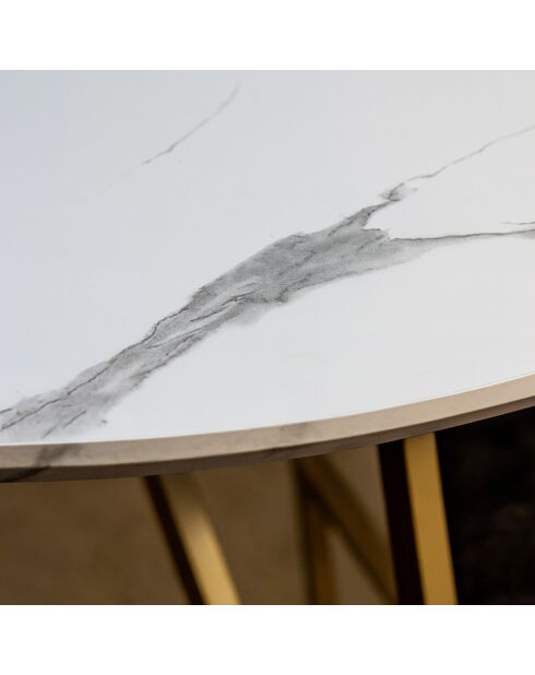 Table effet marbre hoxton blanche - D.100xH.76 cm