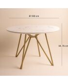 Table effet marbre hoxton blanche - D.100xH.76 cm