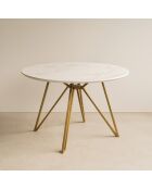 Table effet marbre hoxton blanche - D.100xH.76 cm