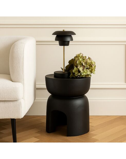 Meuble D'Appoint en Bois de Paulownia Tree noir - 32x32x40 cm